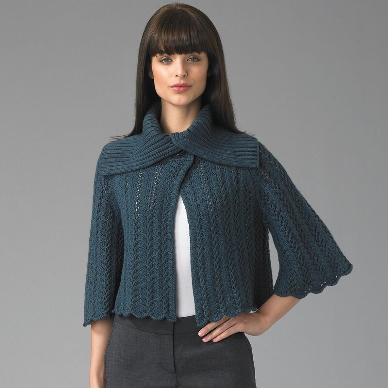knitted cape with cowl neck