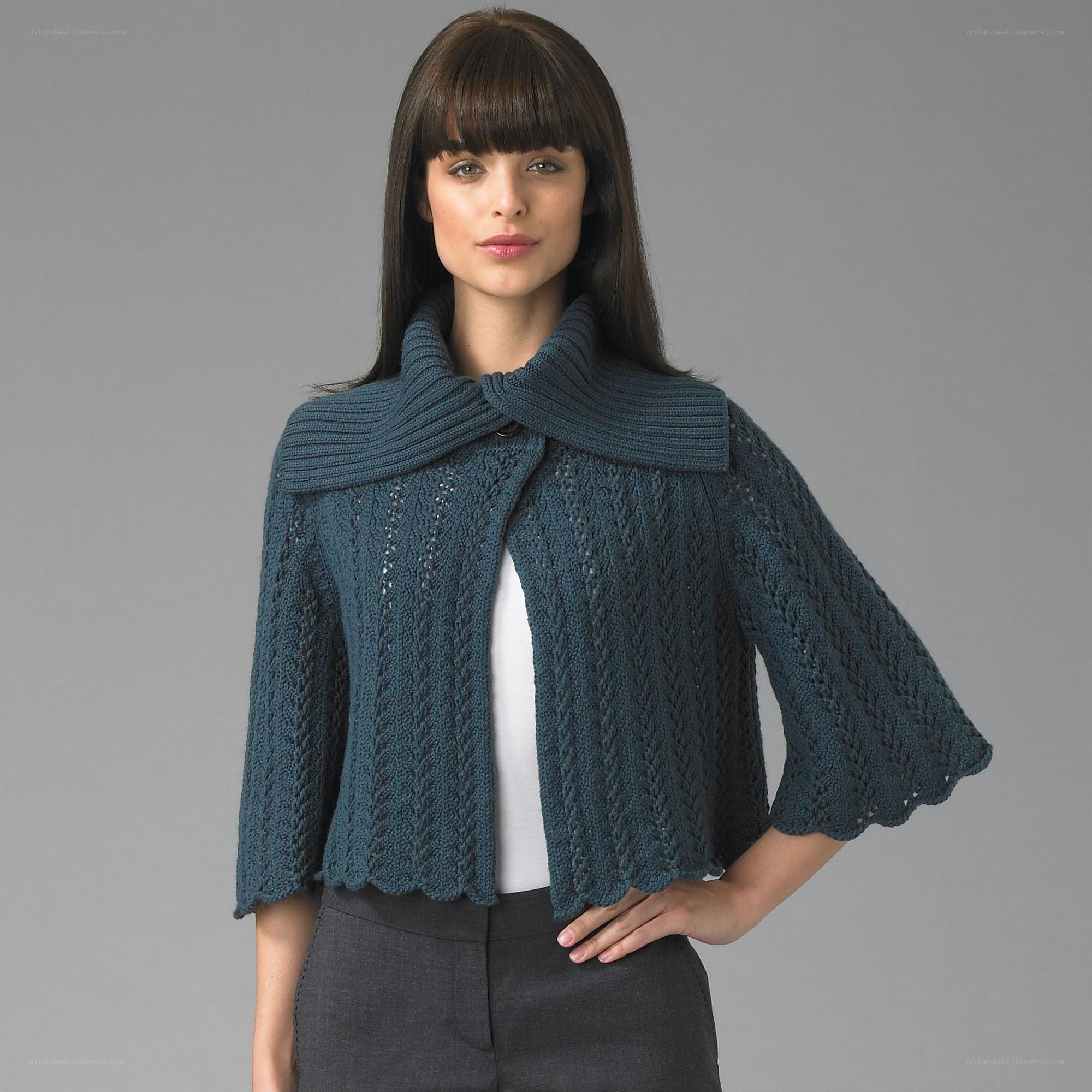 knitted cape with cowl neck