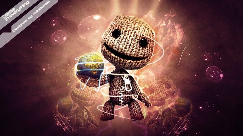Knitted Character Holding Globe — Purple