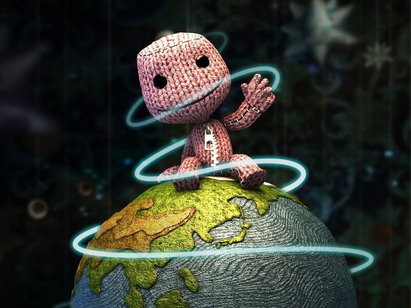 Knitted Character on Globe — Green, Whimsical, 3d Render