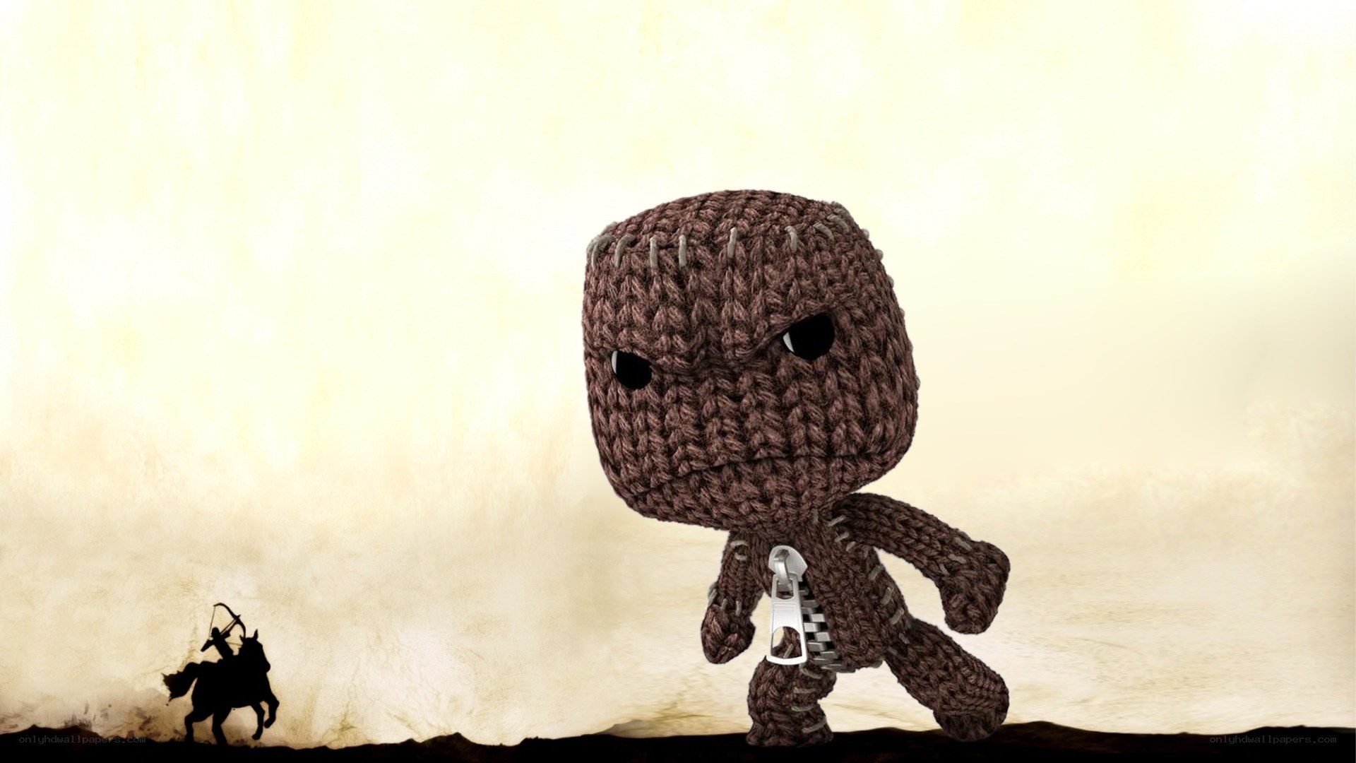 knitted character with zipper