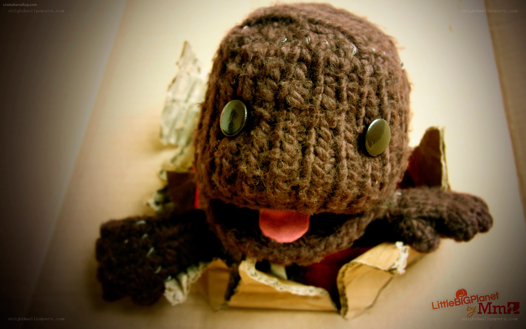 knitted creature peeking out