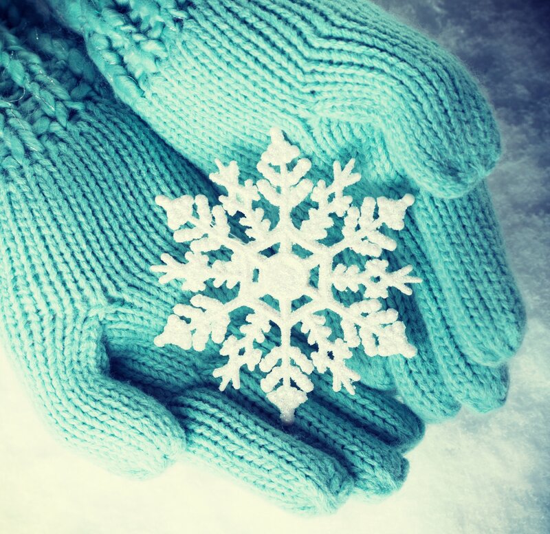 Knitted Gloves with Snowflake