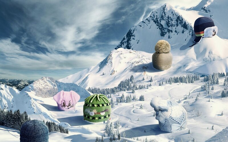 Knitted Hats in Snow