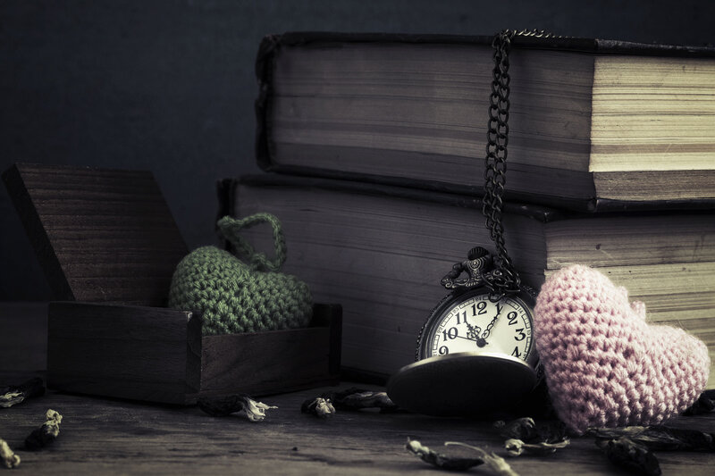 Knitted Hearts and Pocket Watch