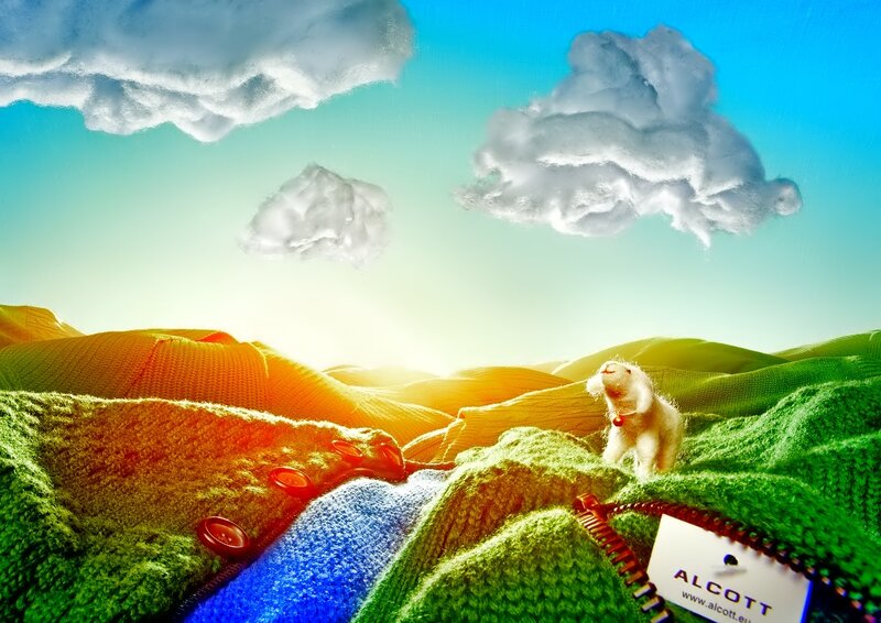 Knitted Landscape with Toy
