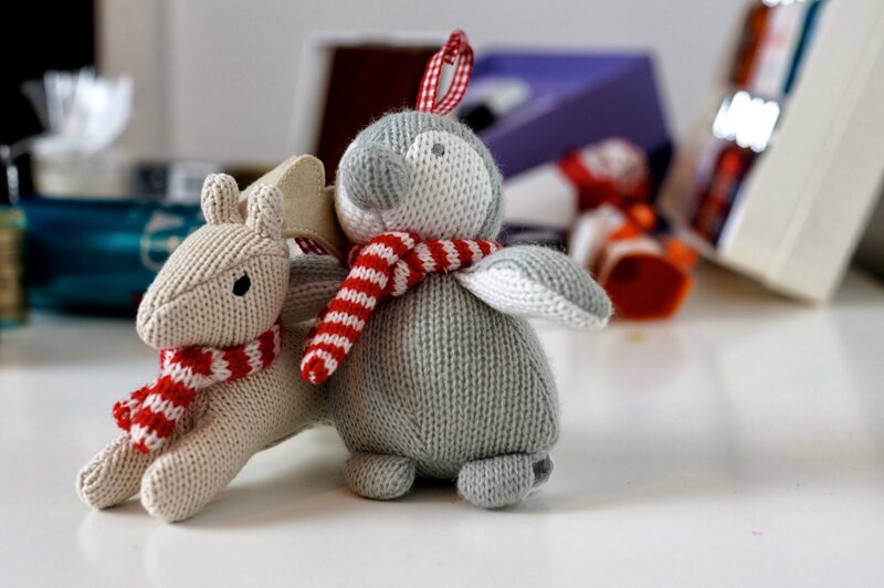 Knitted Penguin and Reindeer