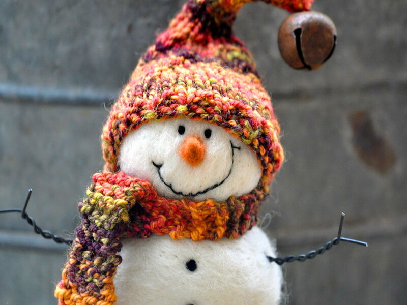 Knitted Snowman Figure