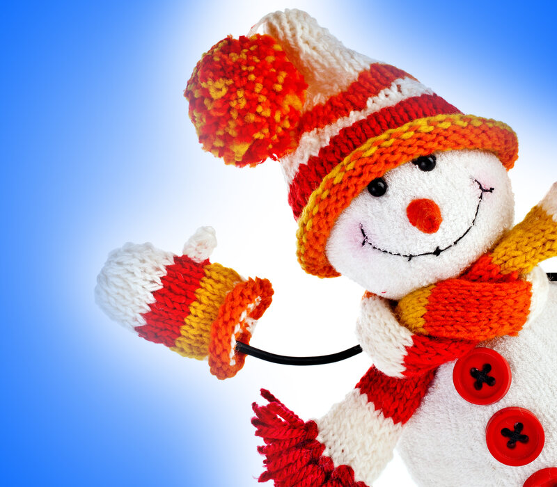 Knitted Snowman Figure — White, Festive