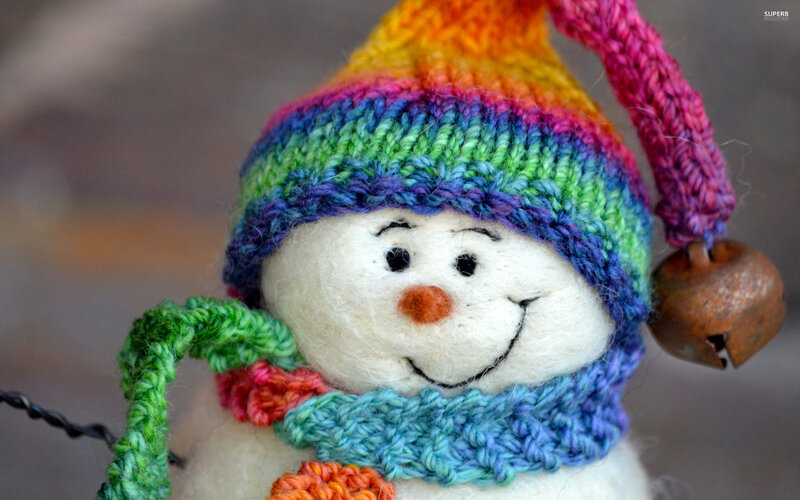 Knitted Snowman Figure — White, Festive, Winter