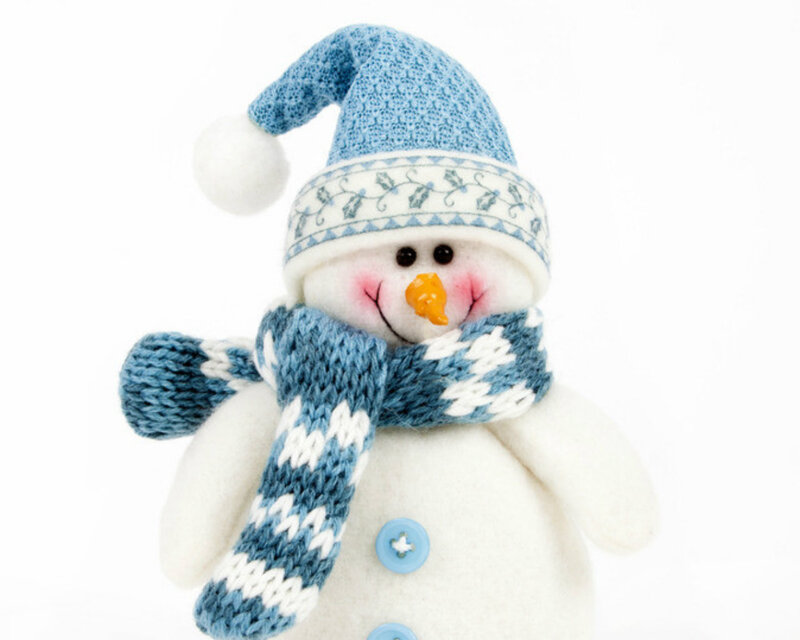 Knitted Snowman Figure — White