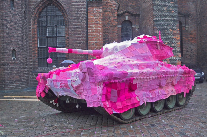 Knitted Tank Sculpture