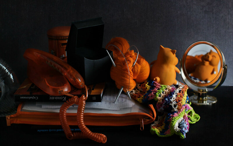 Knitting Supplies on Table