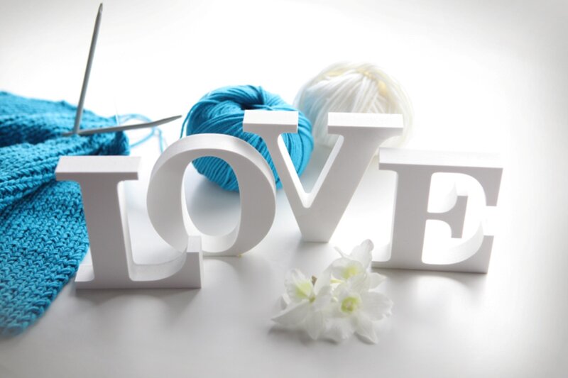 Knitting Supplies with Letters