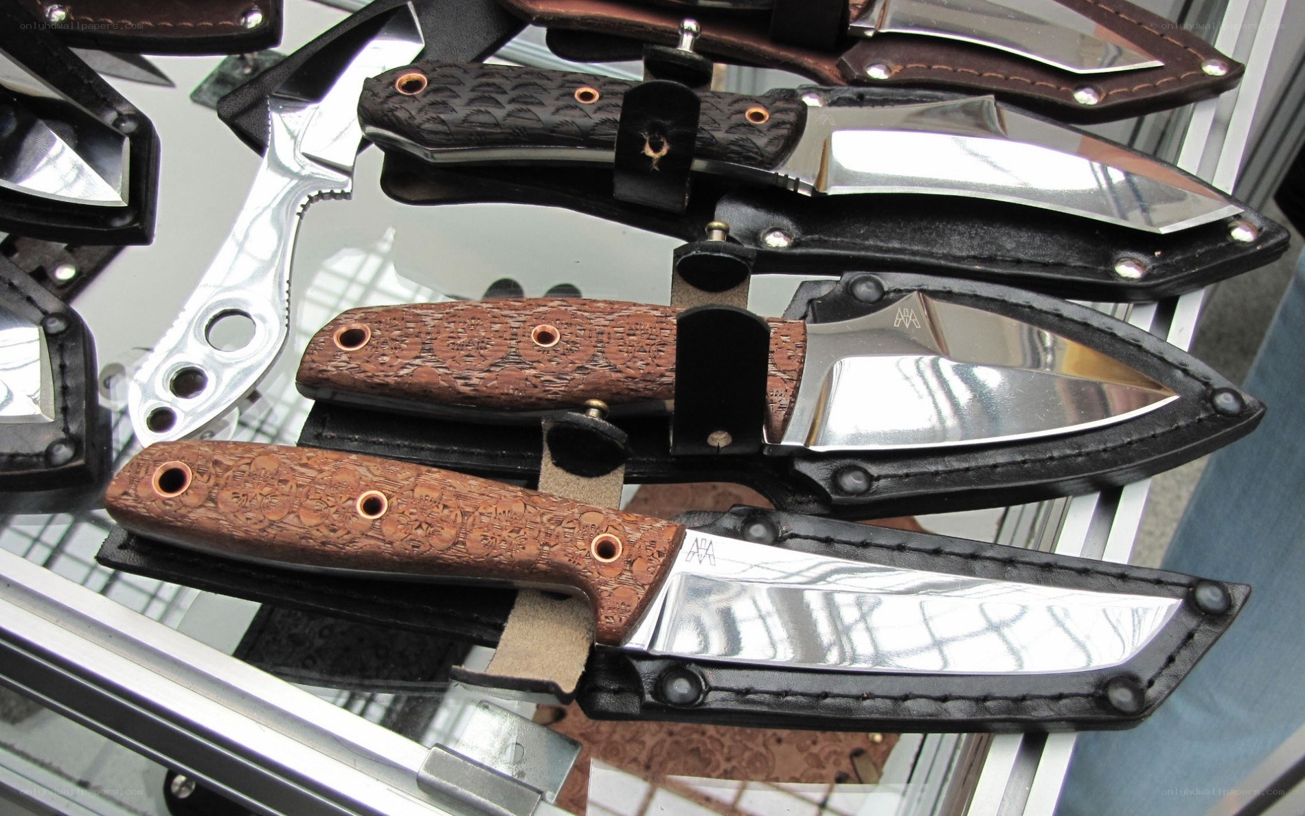 knives on display in a case
