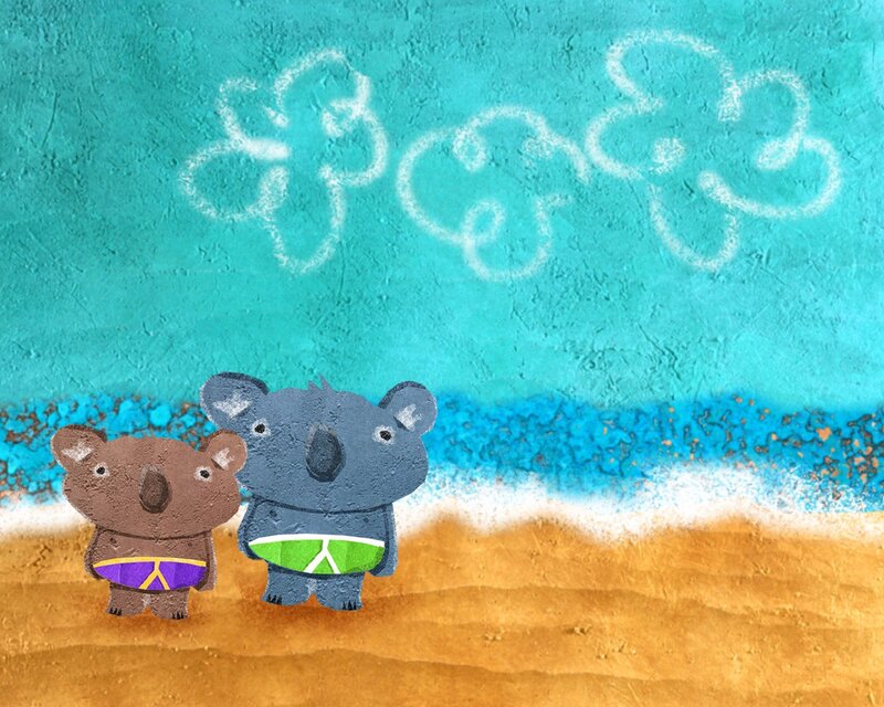 koalas at the beach