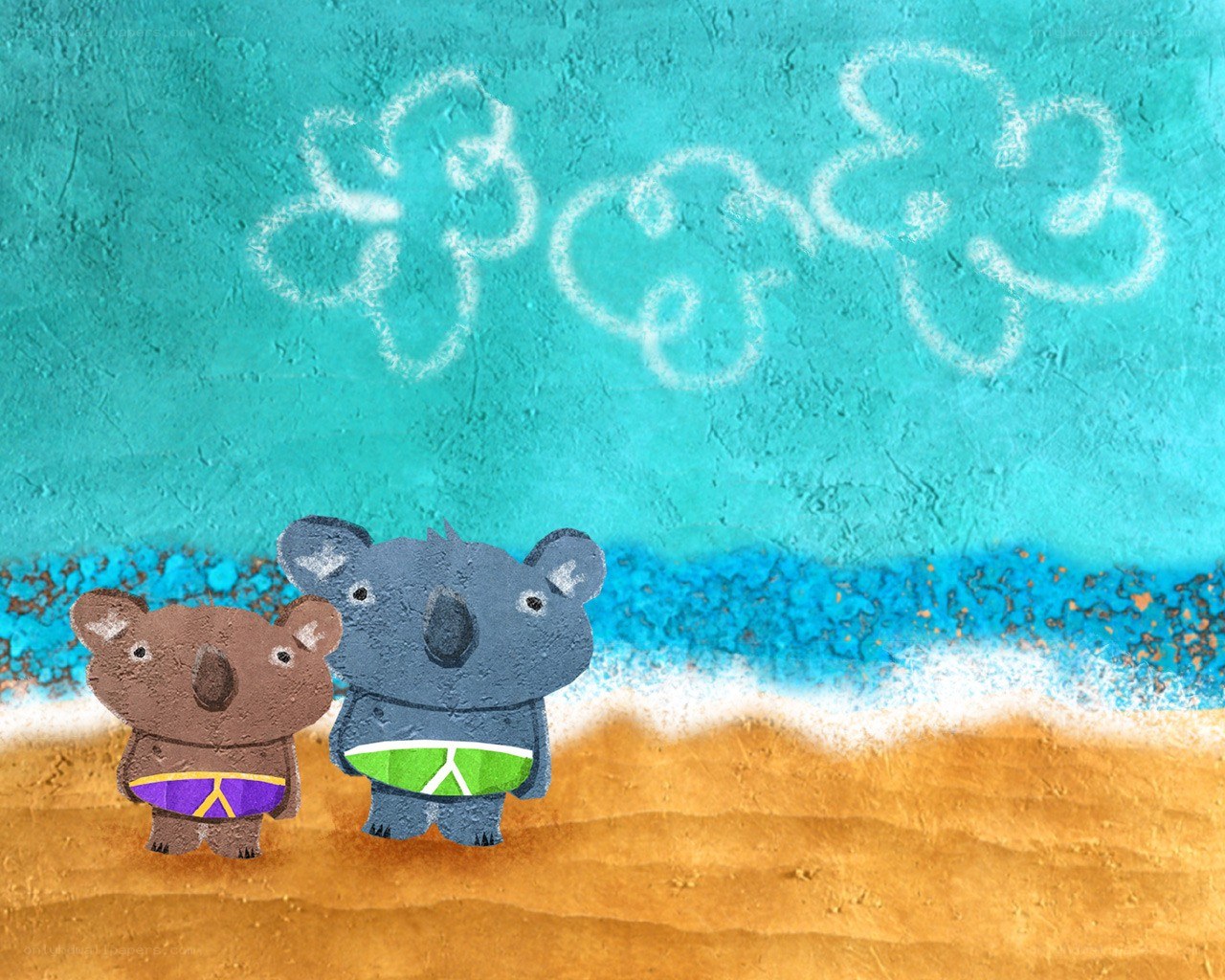 koalas at the beach