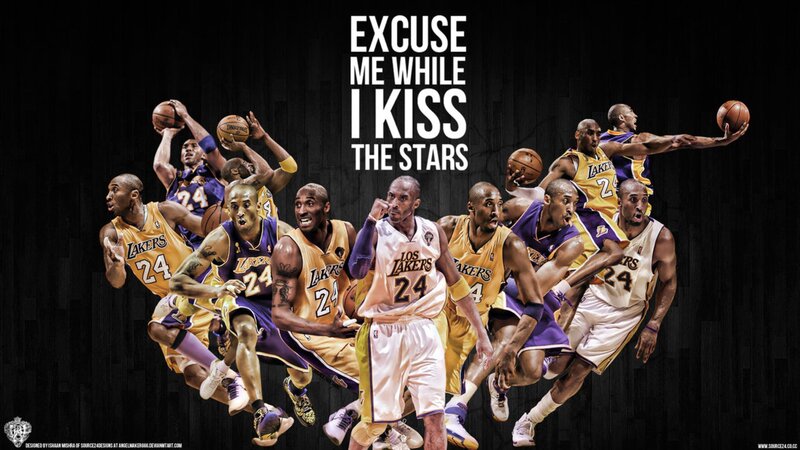 Kobe Bryant in Lakers Jersey — Black, Dramatic, Digital Art