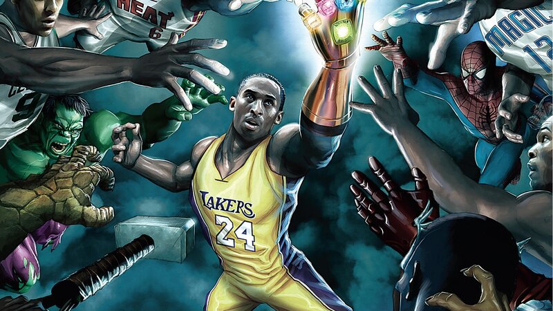 Kobe Bryant with Marvel heroes