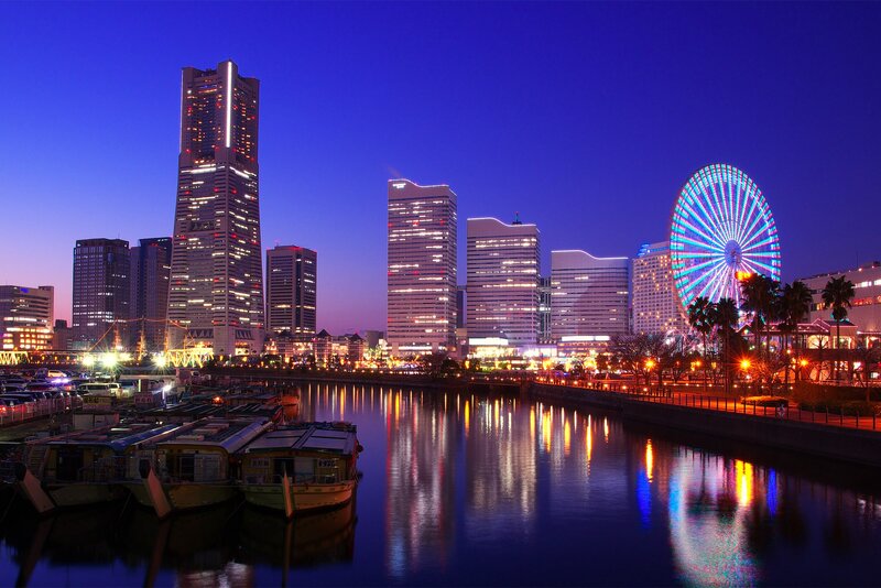 Kobe Port Tower at Night — Blue, Serene