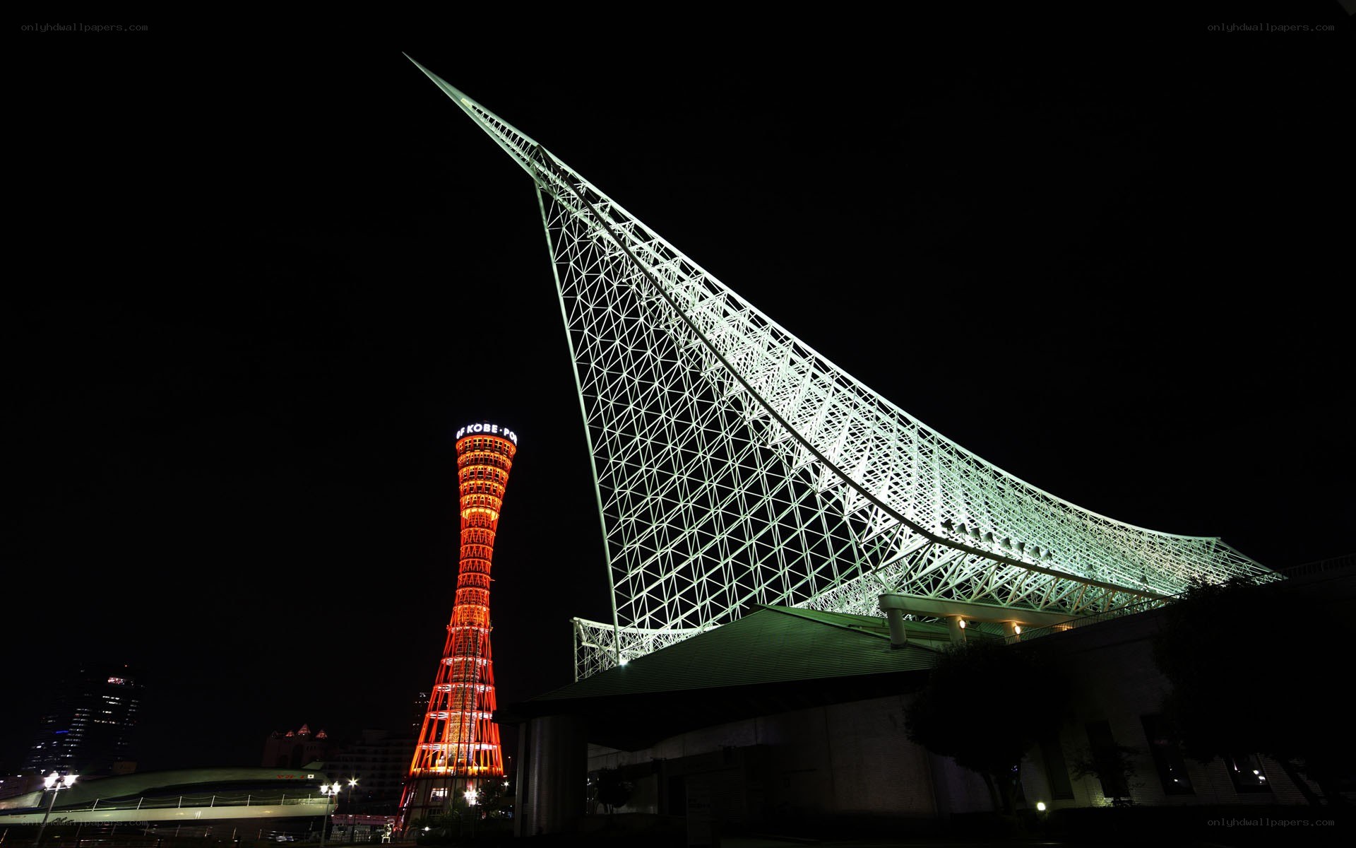 Kobe Port Tower at night