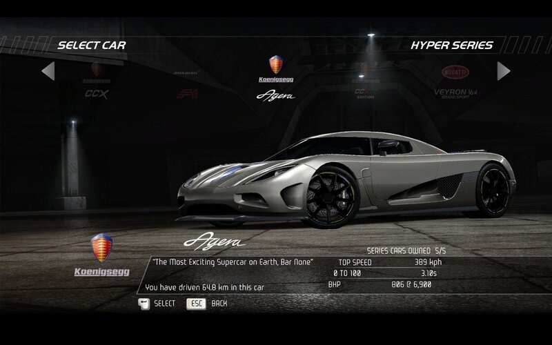 Koenigsegg Agera car selection