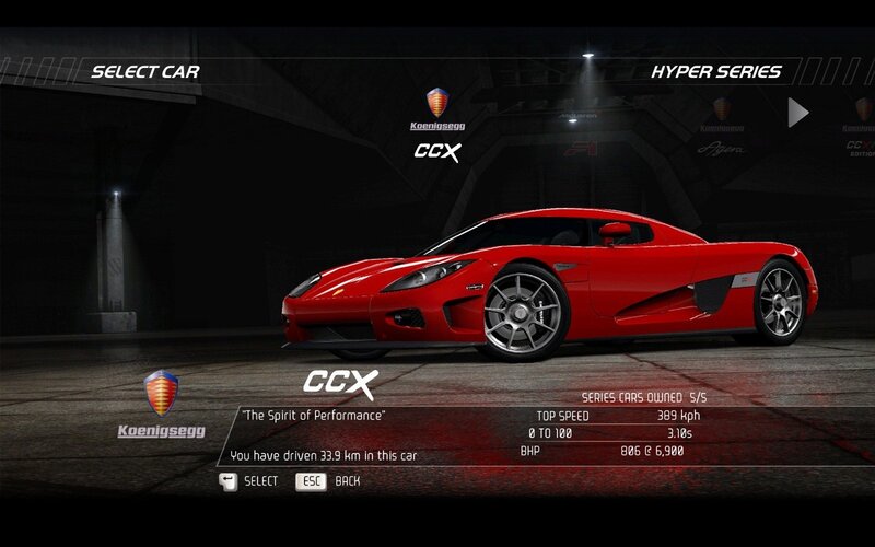 Koenigsegg CCX car selection