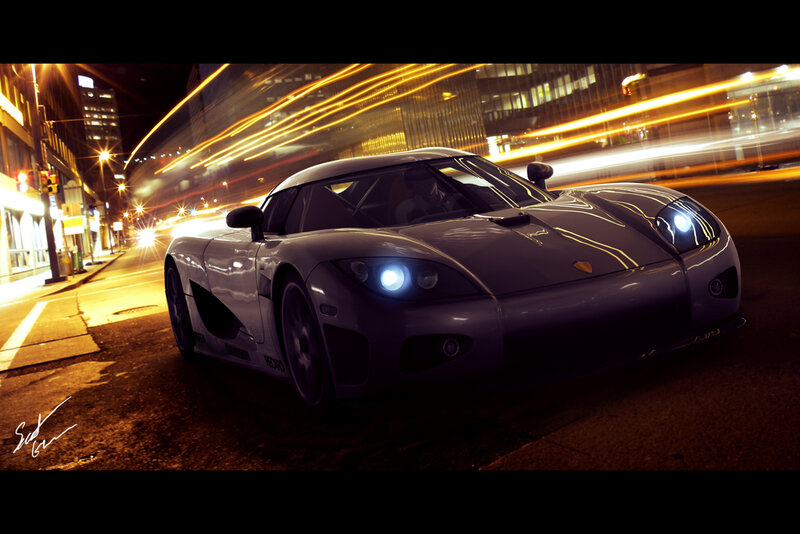 Koenigsegg on city street