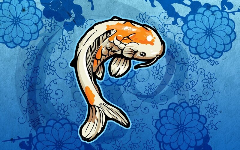 Koi Fish Illustration — Blue