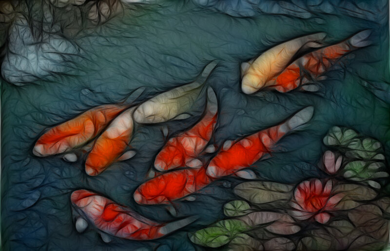 Koi fish in pond art