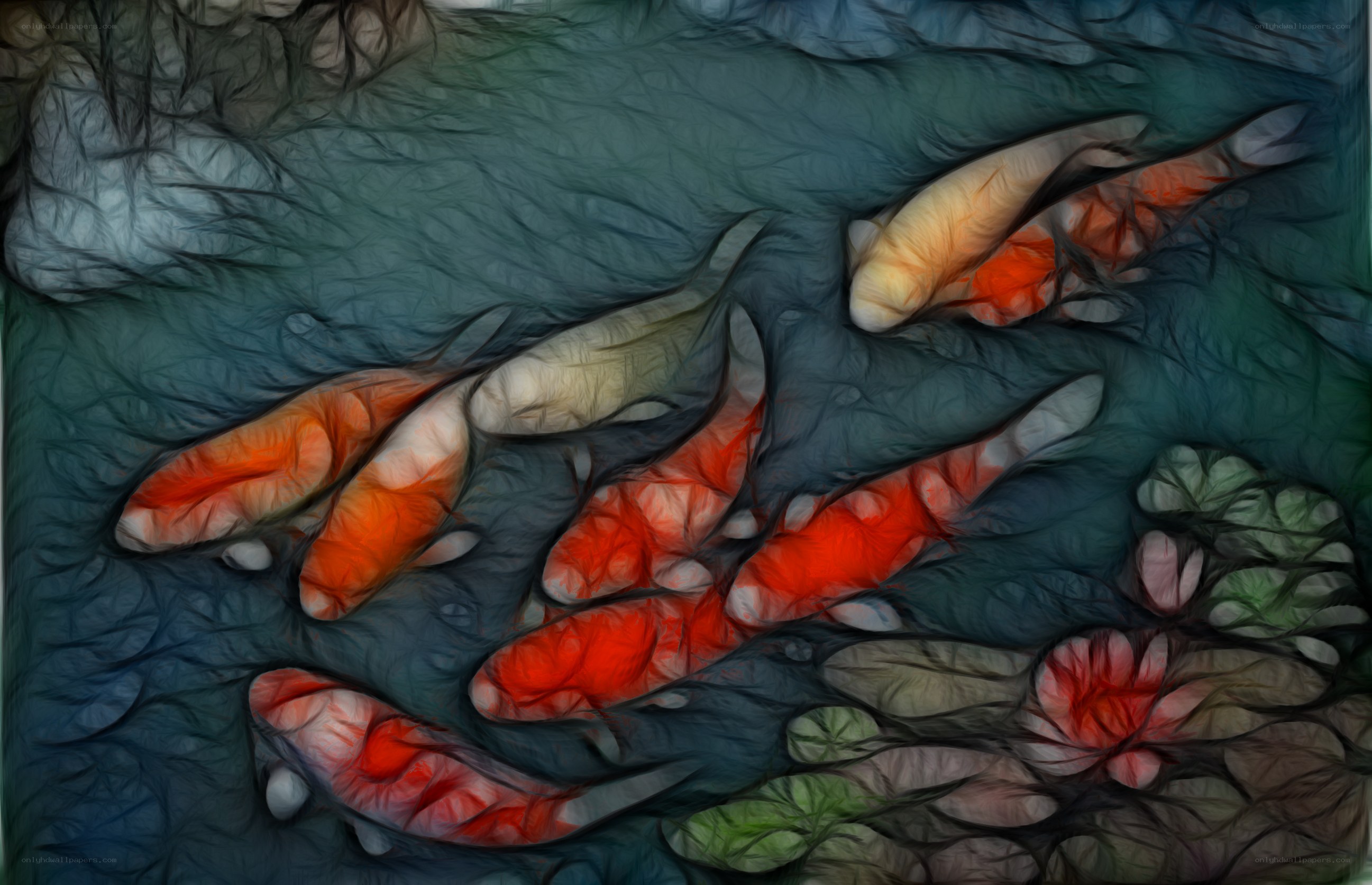 Koi fish in pond art
