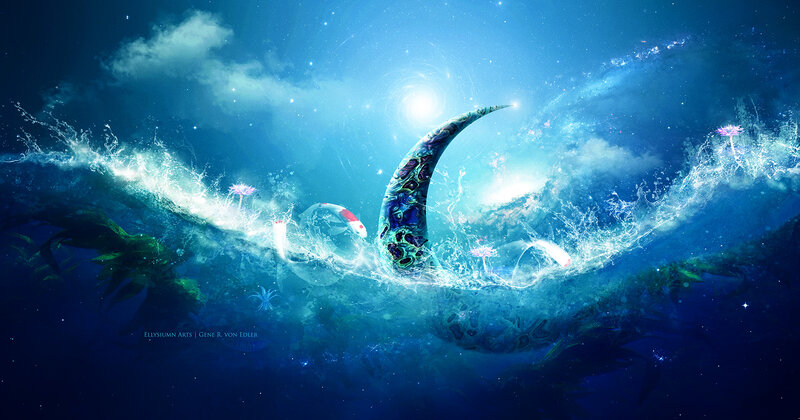 Koi Fish in Water — Blue, Serene