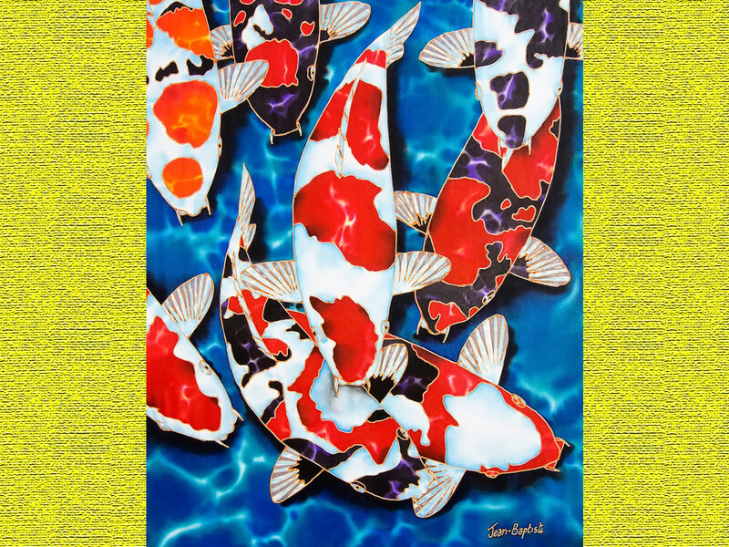 Koi Fish in Water — Blue