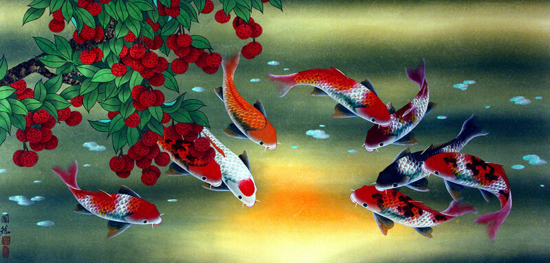 Koi Fish under Fruit Tree