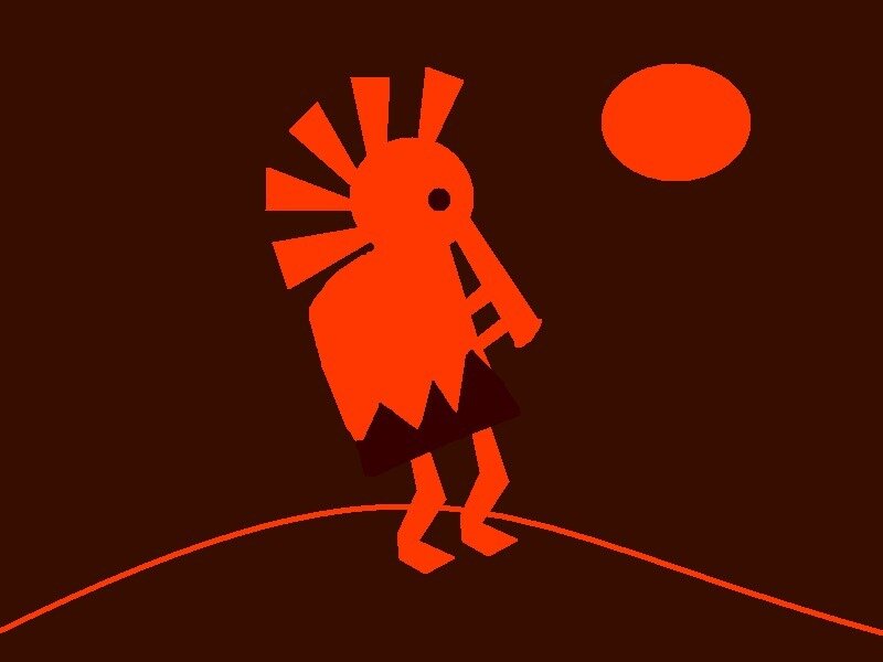 Kokopelli figure under sun
