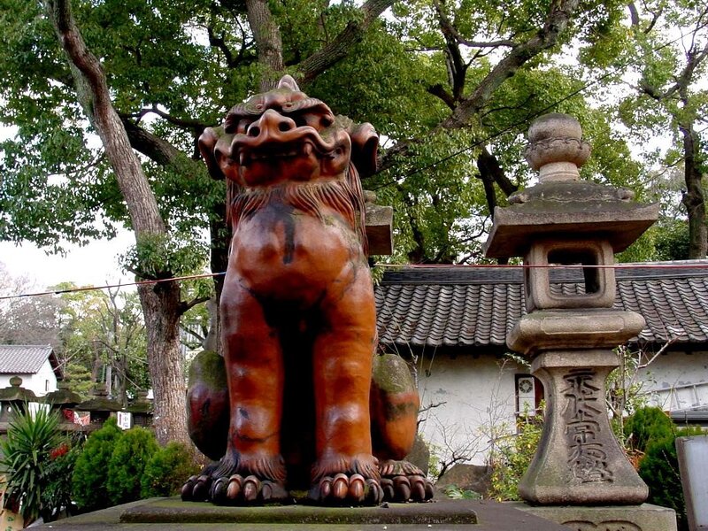 Komainu statue at a Japanese temple