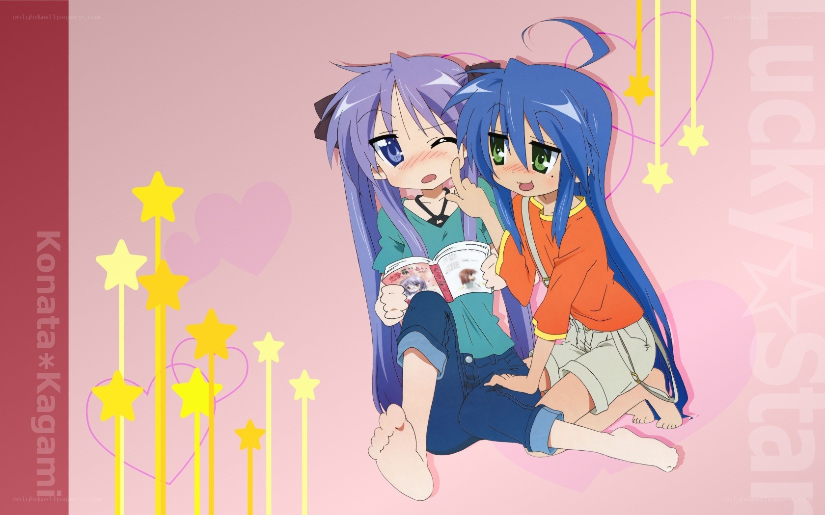 Konata and Kagami reading together
