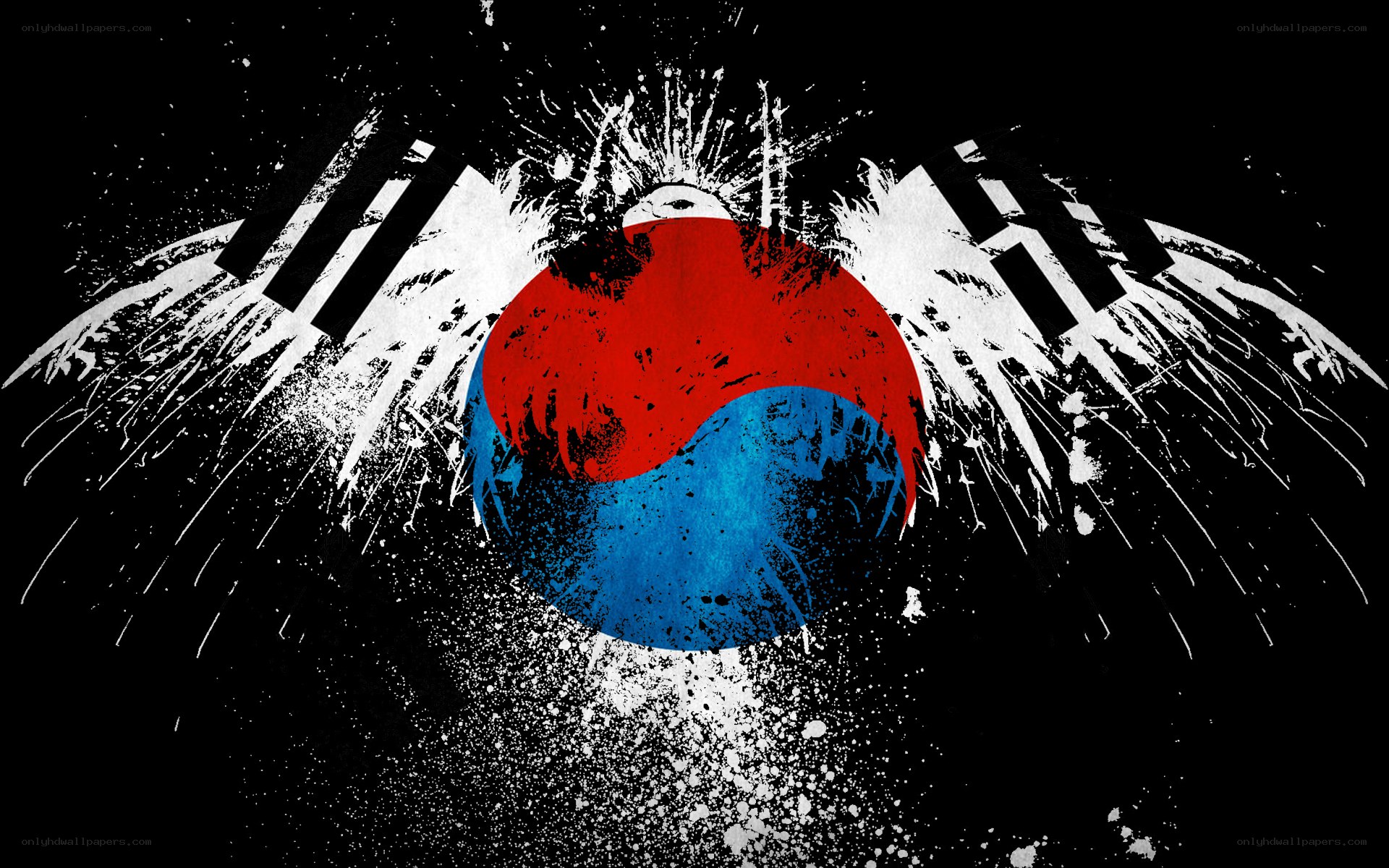 Korean flag with grunge wings