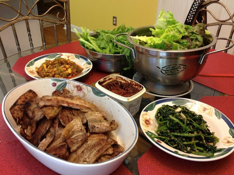 Korean Meal on Table — Red