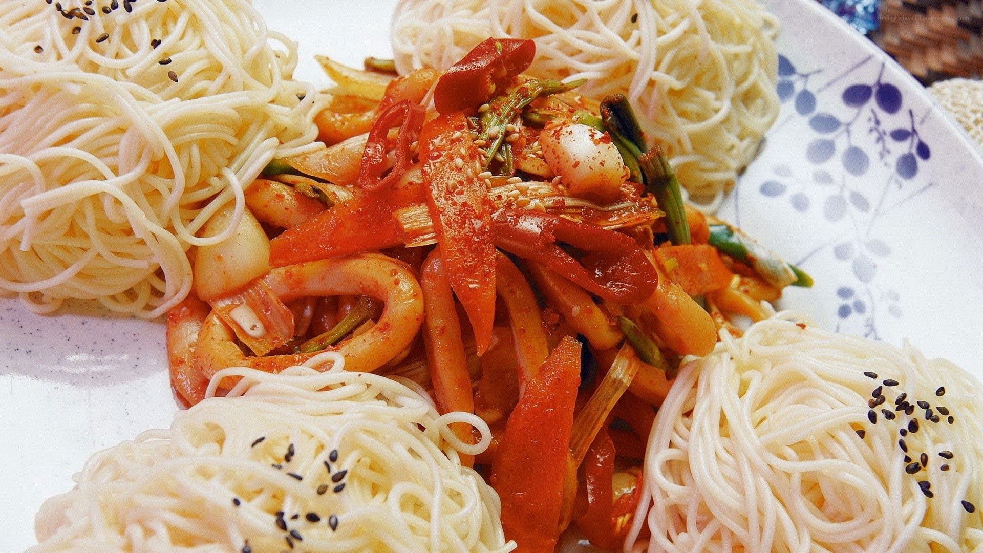 Korean spicy seafood noodles