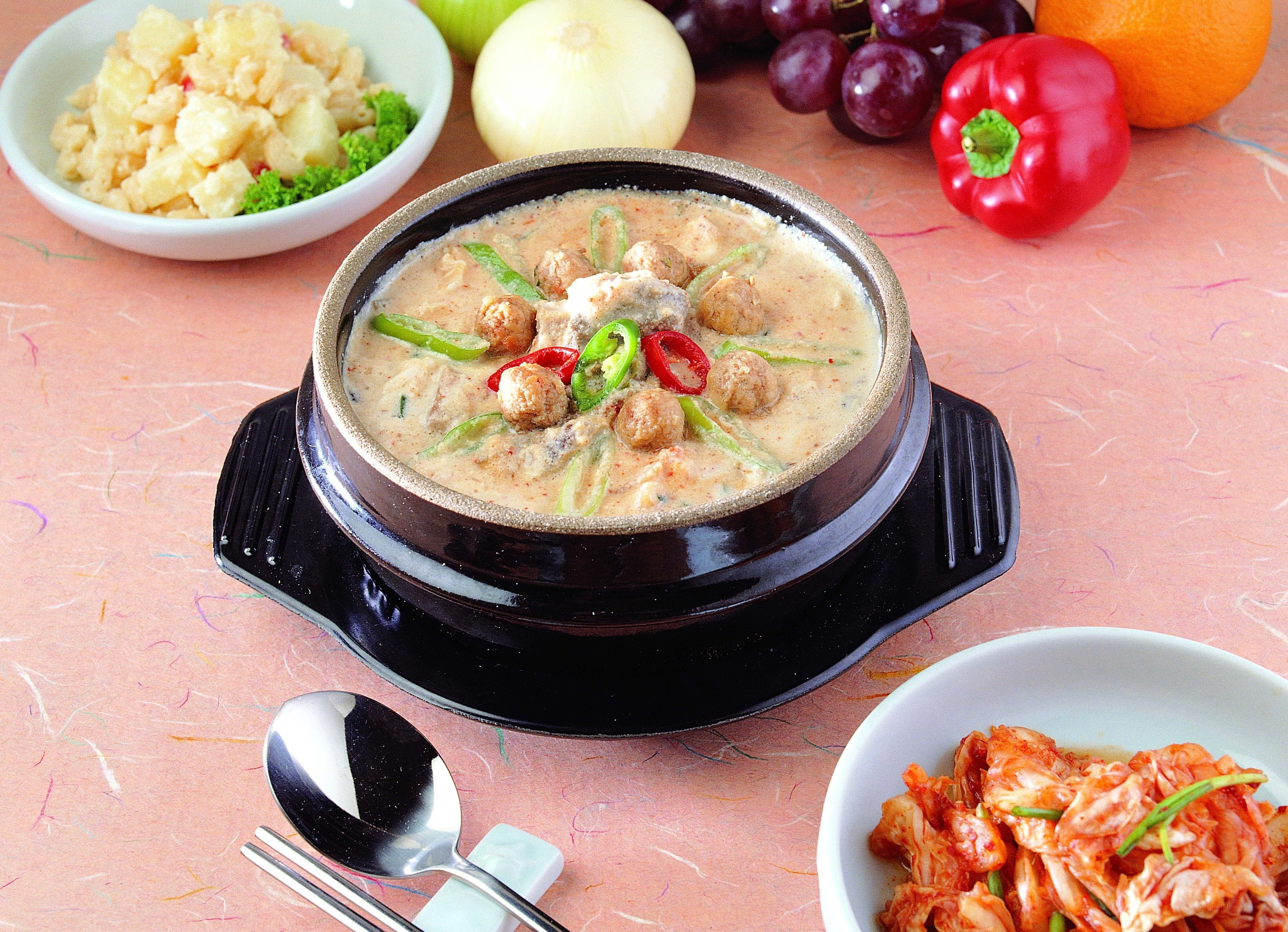 Korean stew with side dishes