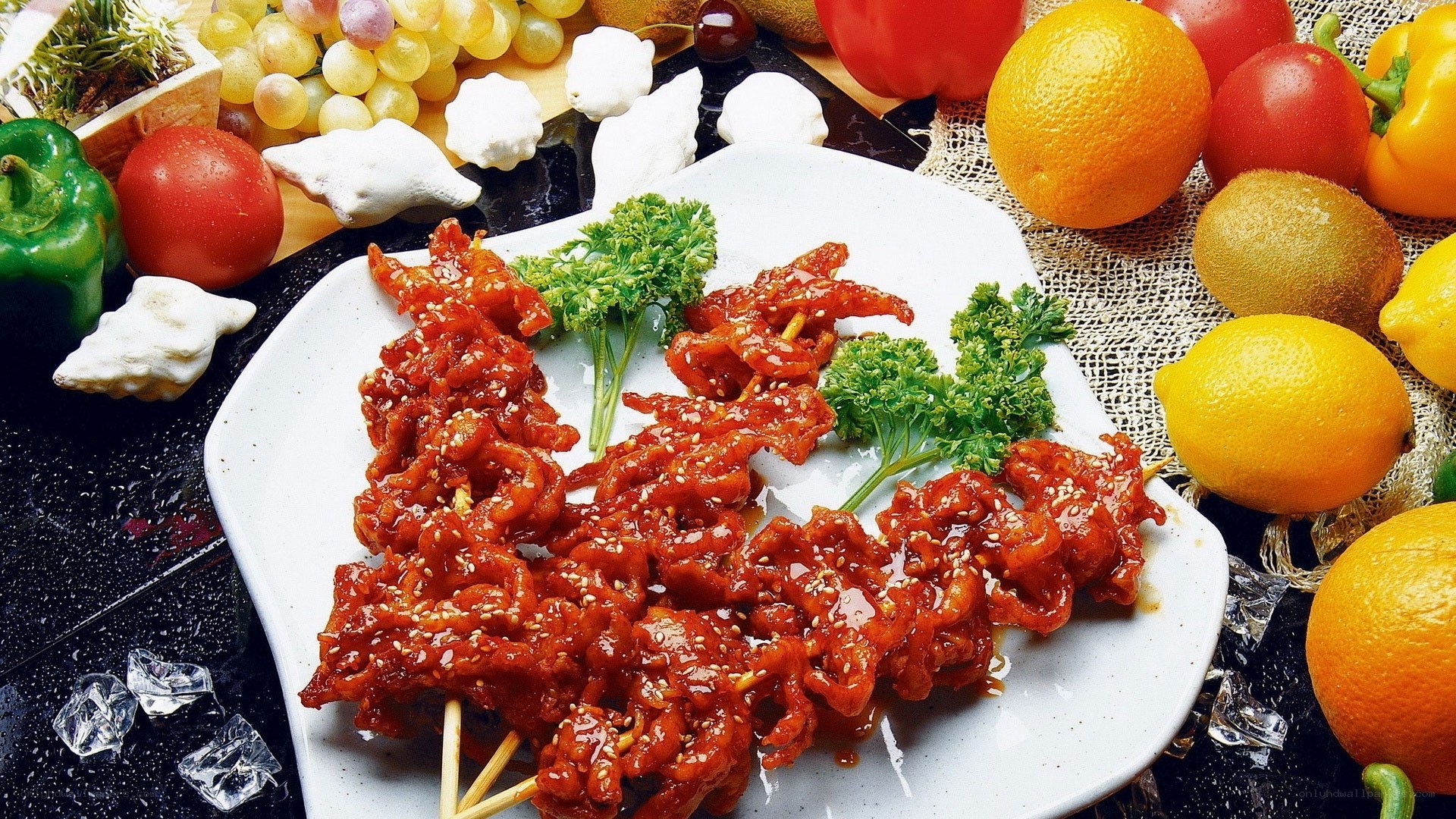 Korean-style chicken skewers