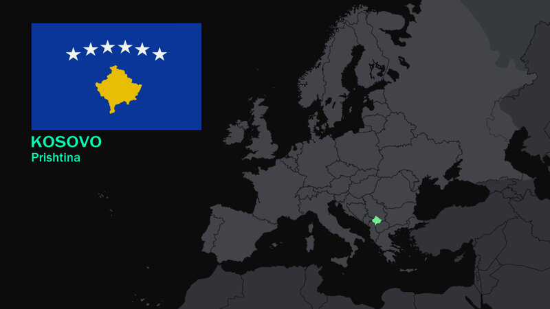 Kosovo on a map
