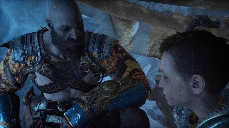Kratos and Atreus — Blue, Dramatic, 3d Render, Bearded Man