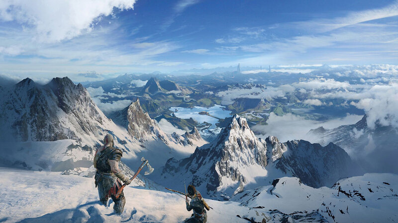 Kratos and Atreus — Blue, Dramatic, Afternoon