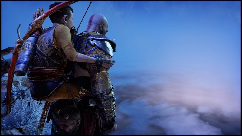 Kratos and Atreus — Blue, Dramatic, Night