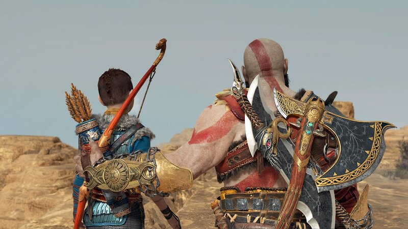 Kratos and Atreus — Brown, Dramatic, Afternoon, 3d Render