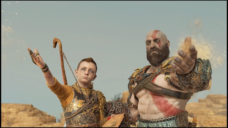 Kratos and Atreus — Brown, Dramatic, Afternoon