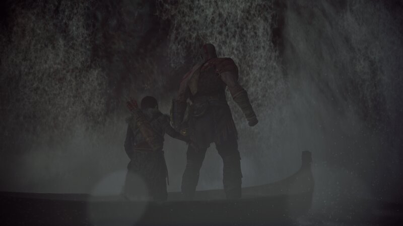 Kratos and Atreus — Gray, Dark, Dramatic