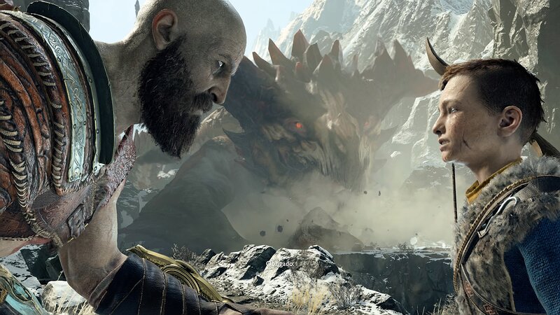 Kratos and Atreus — Gray, Dramatic, 3d Render